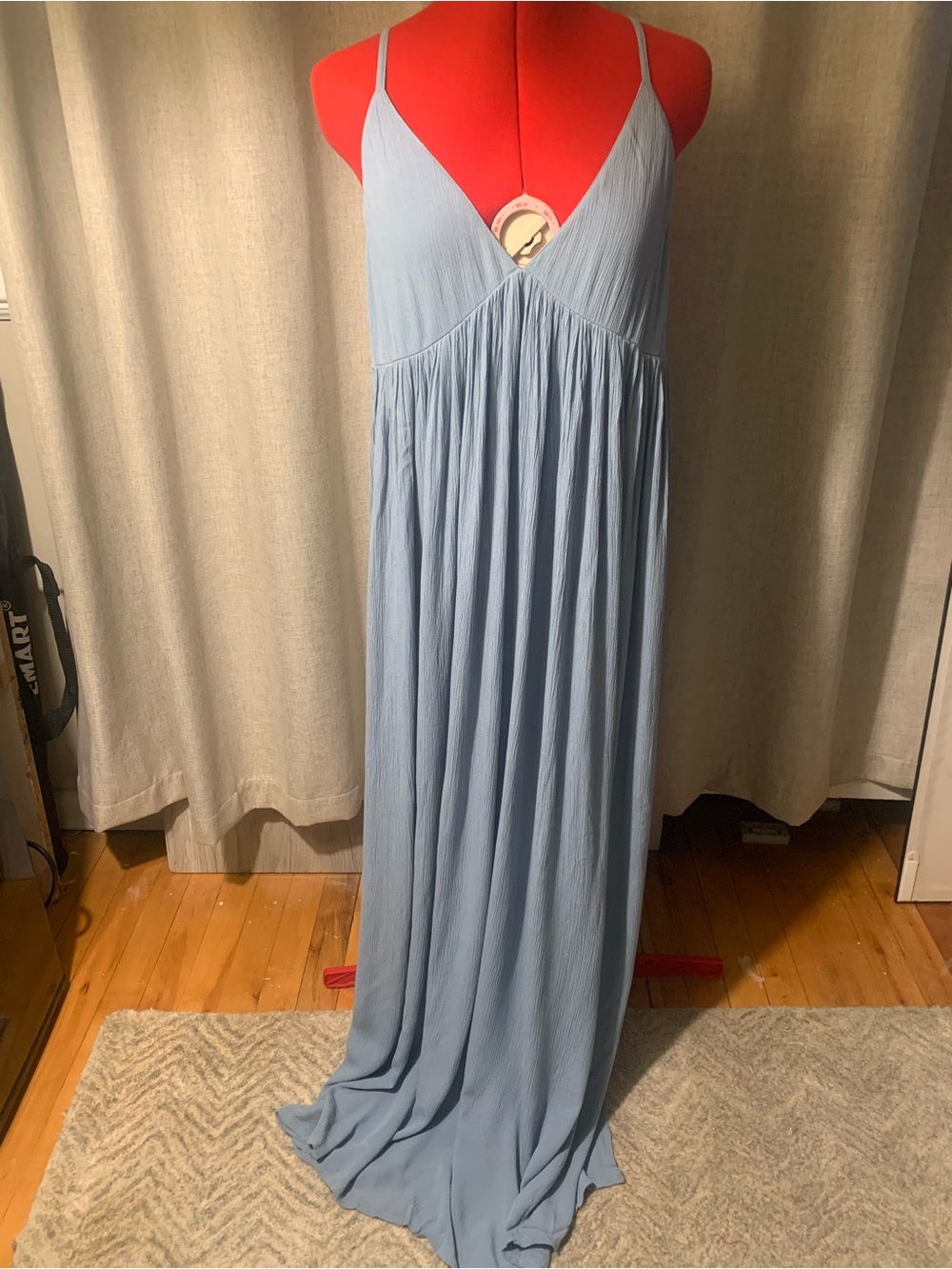 O'Neill Light Blue Maxi Slip Dress with Spaghetti Straps